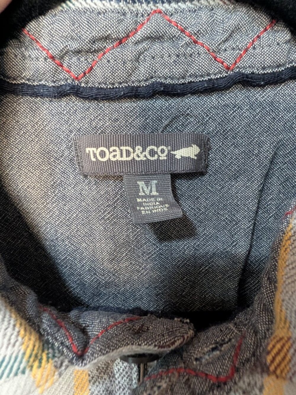 Toad&Co Ranchero Mens 1/4 Zip Plaid Organic Cotton Pullover Shirt Medium - Picture 10 of 11